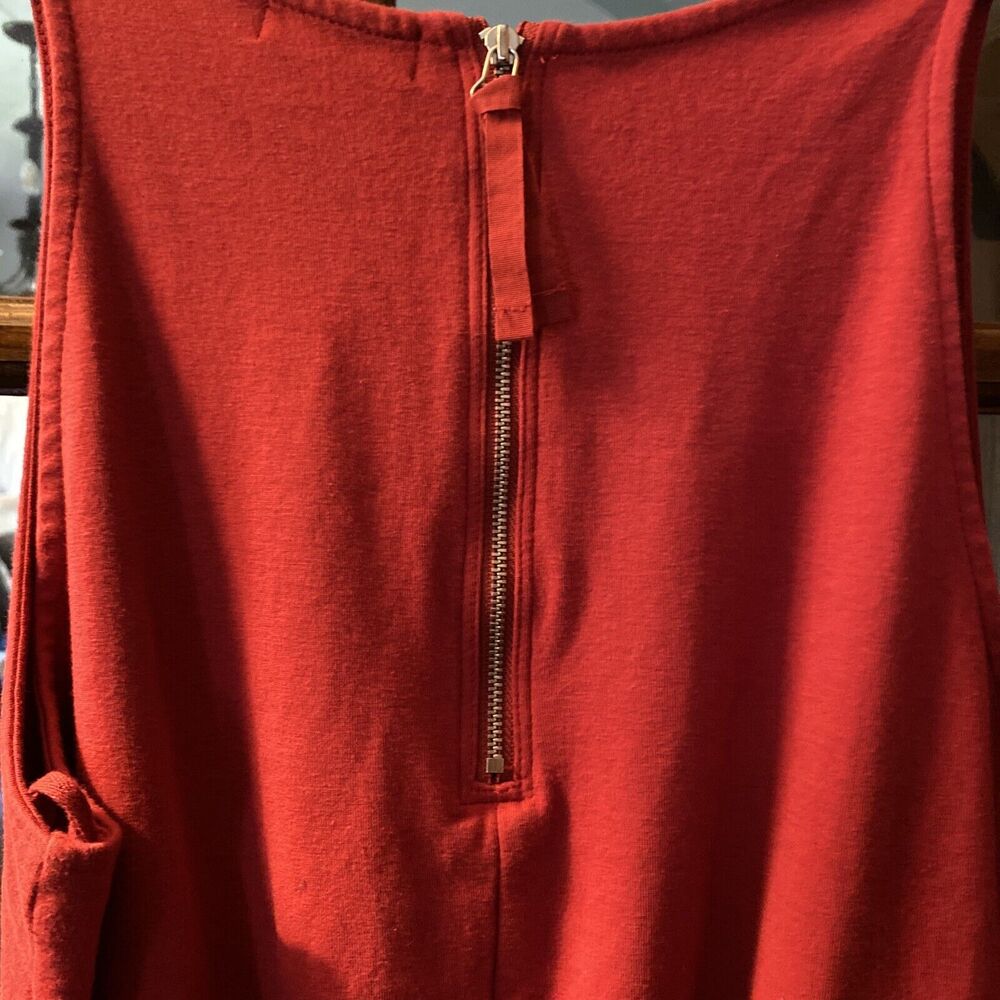 Gap Red Fit & Flare Retro Back Zip Sleeveless Midi Casual Dress Size L - Picture 3 of 4